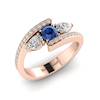 Blue Sapphire White Sapphire Rose Gold Colour Accented Engagement Ring Naiad