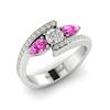 Diamond Pink Sapphire White Gold Colour Accented Engagement Ring Naiad