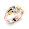 Diamond Yellow Sapphire Rose Gold Colour Accented Engagement Ring Naiad