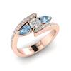 Diamond Aquamarine Rose Gold Colour Accented Engagement Ring Naiad