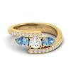Diamond Aquamarine Yellow Gold Colour Accented Engagement Ring Naiad