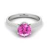 Pink Sapphire White Gold Round Engagement Ring Theia