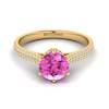 Pink Sapphire Yellow Gold Round Engagement Ring Theia