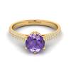 Amethyst Yellow Gold Round Engagement Ring Theia