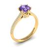 Amethyst Yellow Gold Round Engagement Ring Theia