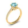Aquamarine Yellow Gold Round Engagement Ring Theia