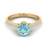 Aquamarine Yellow Gold Round Engagement Ring Theia