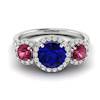 Blue Sapphire White Gold Three Stone Engagement Ring Springtime