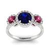 Blue Sapphire White Gold Three Stone Engagement Ring Springtime