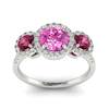 Pink Sapphire White Gold Three Stone Engagement Ring Springtime