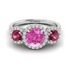 Pink Sapphire White Gold Three Stone Engagement Ring Springtime