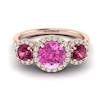 Pink Sapphire Rose Gold Three Stone Engagement Ring Springtime