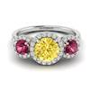 Yellow Sapphire White Gold Three Stone Engagement Ring Springtime
