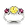 Yellow Sapphire White Gold Three Stone Engagement Ring Springtime