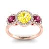 Yellow Sapphire Rose Gold Three Stone Engagement Ring Springtime