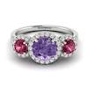 Amethyst White Gold Three Stone Engagement Ring Springtime