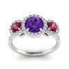 Amethyst White Gold Three Stone Engagement Ring Springtime