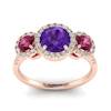 Amethyst Rose Gold Three Stone Engagement Ring Springtime