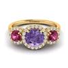 Amethyst Yellow Gold Three Stone Engagement Ring Springtime