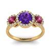 Amethyst Yellow Gold Three Stone Engagement Ring Springtime