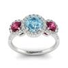 Aquamarine White Gold Three Stone Engagement Ring Springtime
