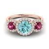 Aquamarine Rose Gold Three Stone Engagement Ring Springtime