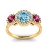 Aquamarine Yellow Gold Three Stone Engagement Ring Springtime
