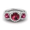 Garnet Ring White Gold Three Stone Springtime