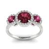 Garnet Ring White Gold Three Stone Springtime