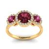 Garnet Ring Yellow Gold Three Stone Springtime