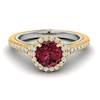 Red Garnet and CZ on a stylish Two Tone 18k Gold Band