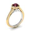 Garnet and CZ Halo Two Tone Engagement Ring by Brilliyond