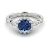 Blue Sapphire White Gold Halo Engagement Ring Floral Crown