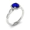 Blue Sapphire White Gold Halo Engagement Ring Floral Crown