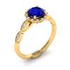 Blue Sapphire Yellow Gold Halo Engagement Ring Floral Crown