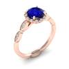 Blue Sapphire Rose Gold Halo Engagement Ring Floral Crown