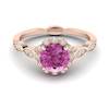 Pink Sapphire Rose Gold Halo Engagement Ring Floral Crown