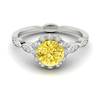 Yellow Sapphire White Gold Halo Engagement Ring Floral Crown