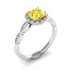 Yellow Sapphire White Gold Halo Engagement Ring Floral Crown