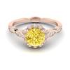 Yellow Sapphire Rose Gold Halo Engagement Ring Floral Crown