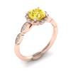 Yellow Sapphire Rose Gold Halo Engagement Ring Floral Crown