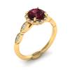 Garnet Ring Yellow Gold Halo Floral Crown