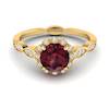 Garnet Ring Yellow Gold Halo Floral Crown