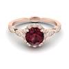 Garnet Ring Rose Gold Halo Floral Crown