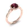 Garnet Ring Rose Gold Halo Floral Crown