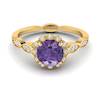 Amethyst Yellow Gold Halo Engagement Ring Floral Crown