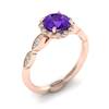 Amethyst Rose Gold Halo Engagement Ring Floral Crown