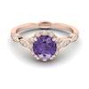 Amethyst Rose Gold Halo Engagement Ring Floral Crown