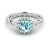 Aquamarine White Gold Halo Engagement Ring Floral Crown