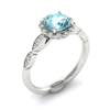 Aquamarine White Gold Halo Engagement Ring Floral Crown